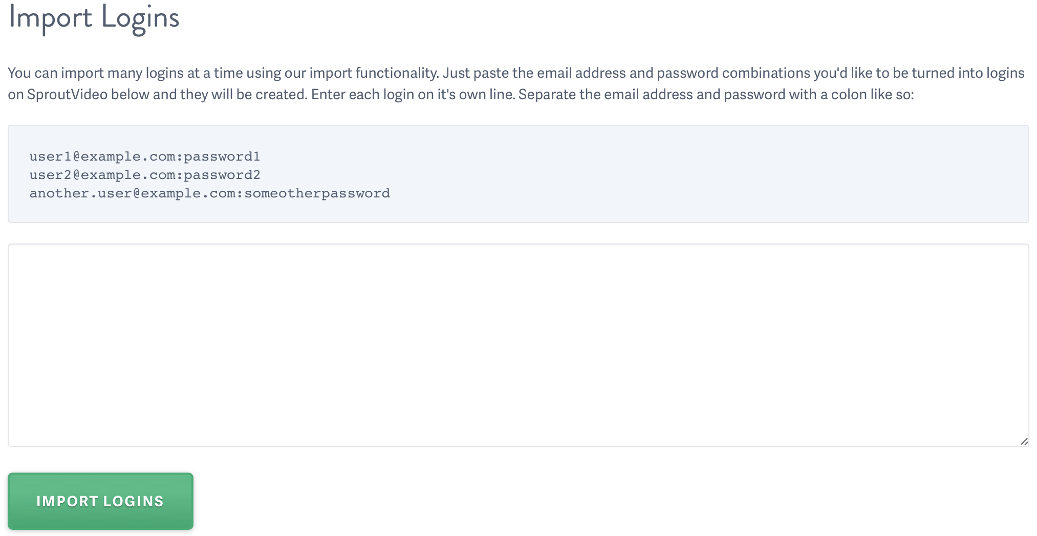 Import logins into your SproutVideo video hosting account