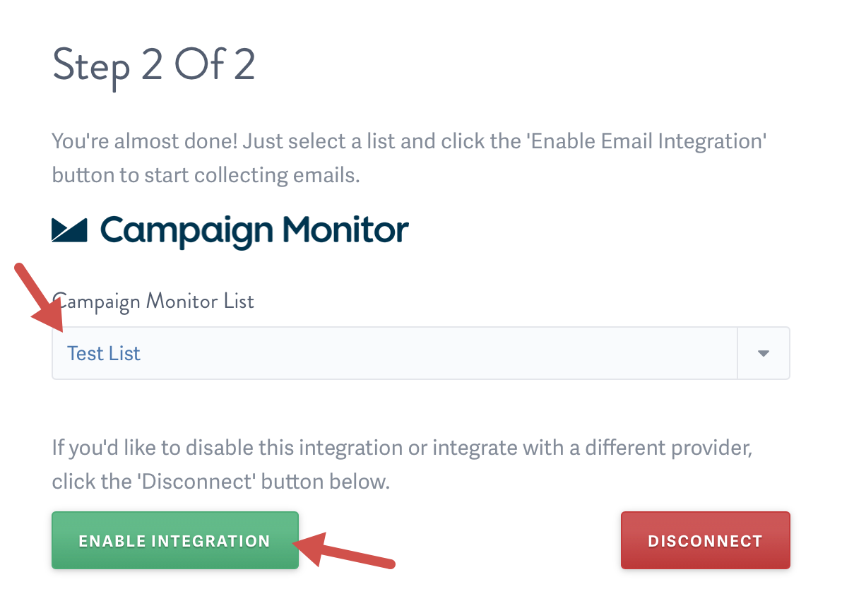 Select Campaign Monitor list