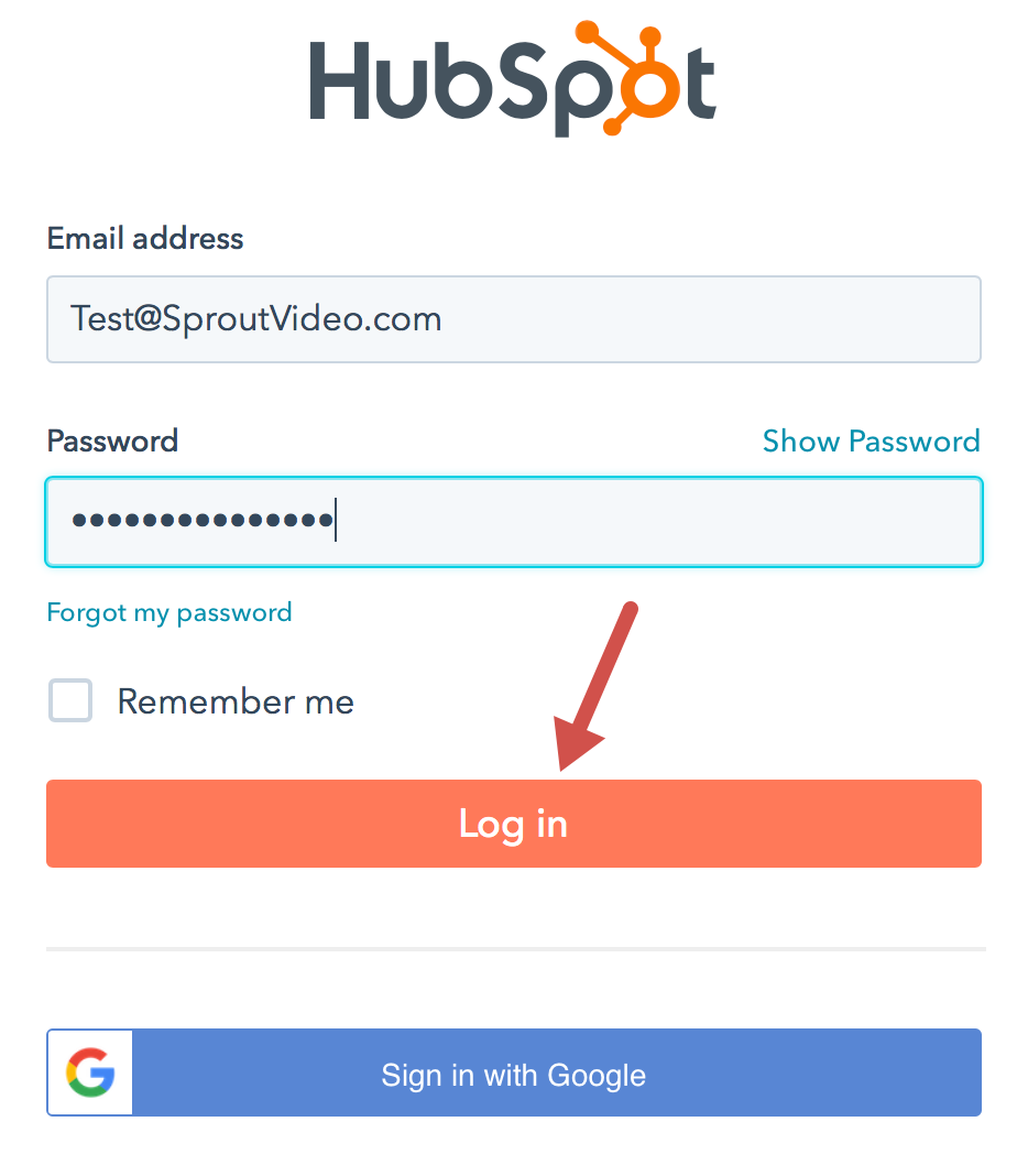 Log in to HubSpot