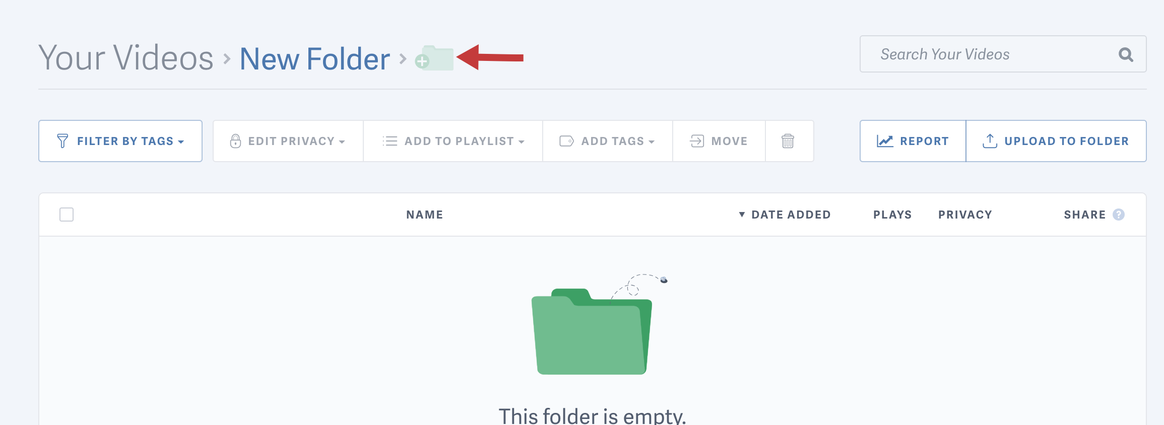 creating a subfolder with SproutVideo