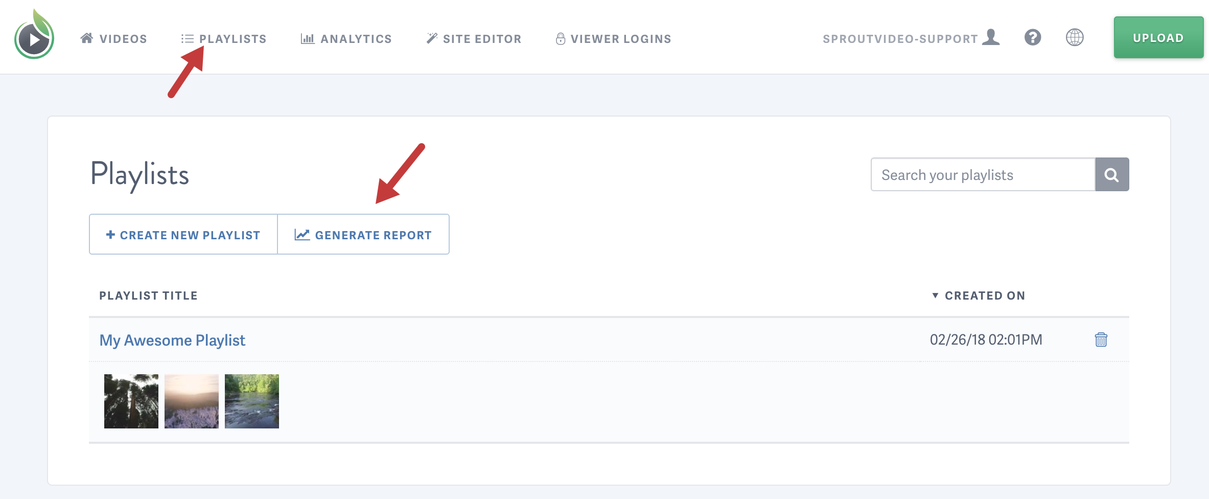 SproutVideo Playlist Report
