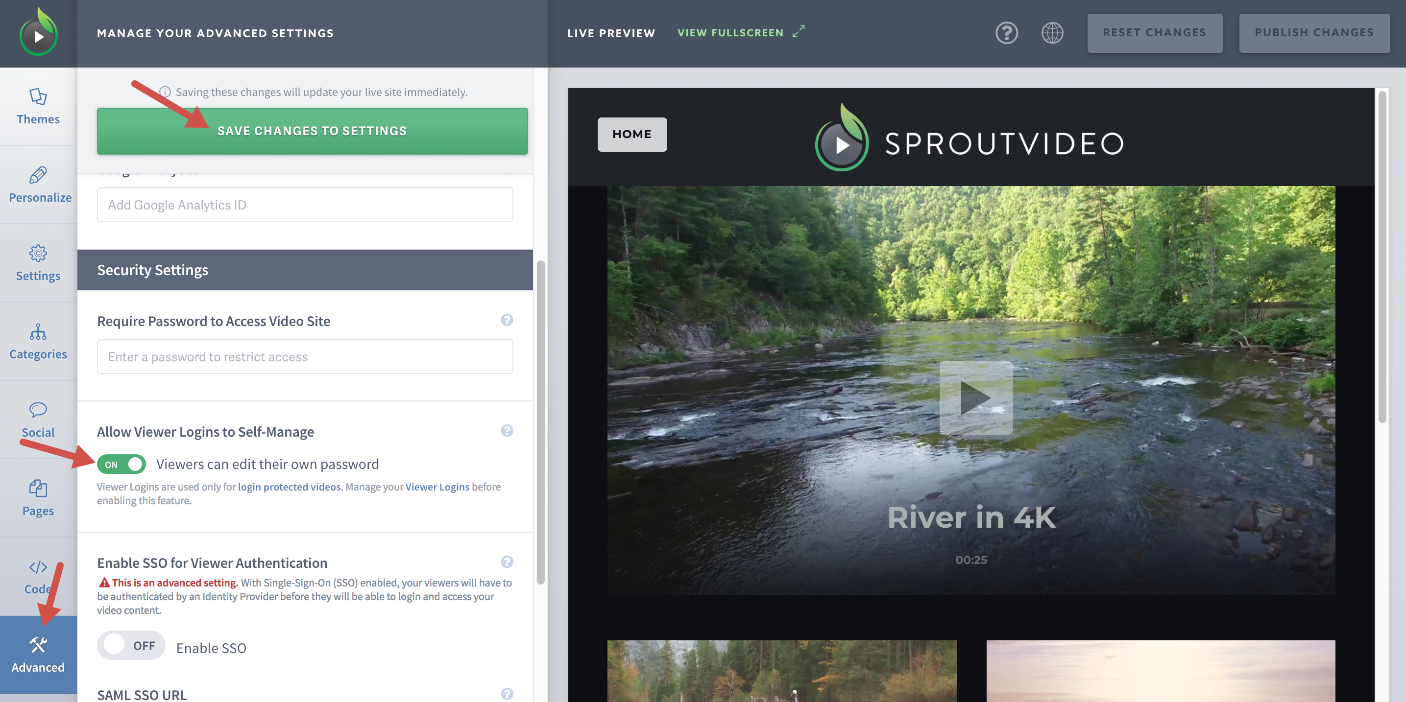 Allow Logins to Self-Manage Their Accounts on Your SproutVideo Website