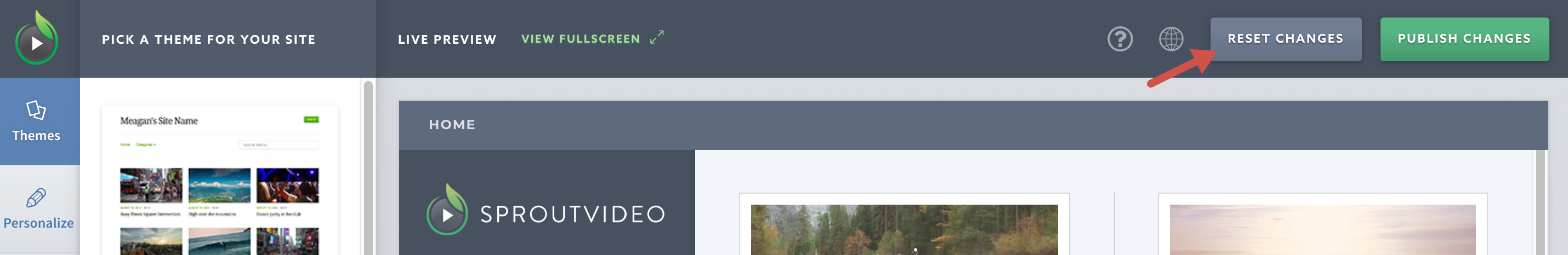 Reset changes to your video website hosted on SproutVideo