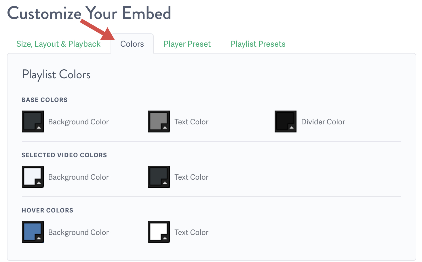 select the playlist colors