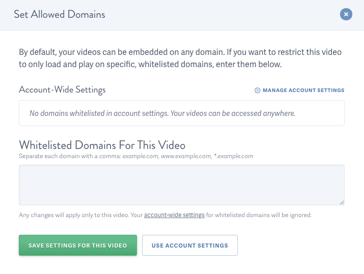 Enabled allowed domains for video hosted on SproutVideo