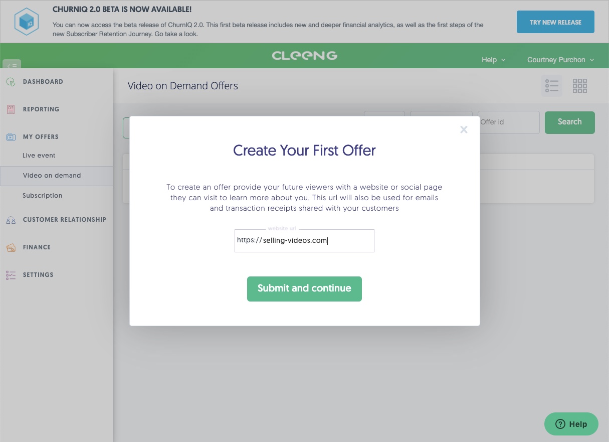 create an offer with Cleeng