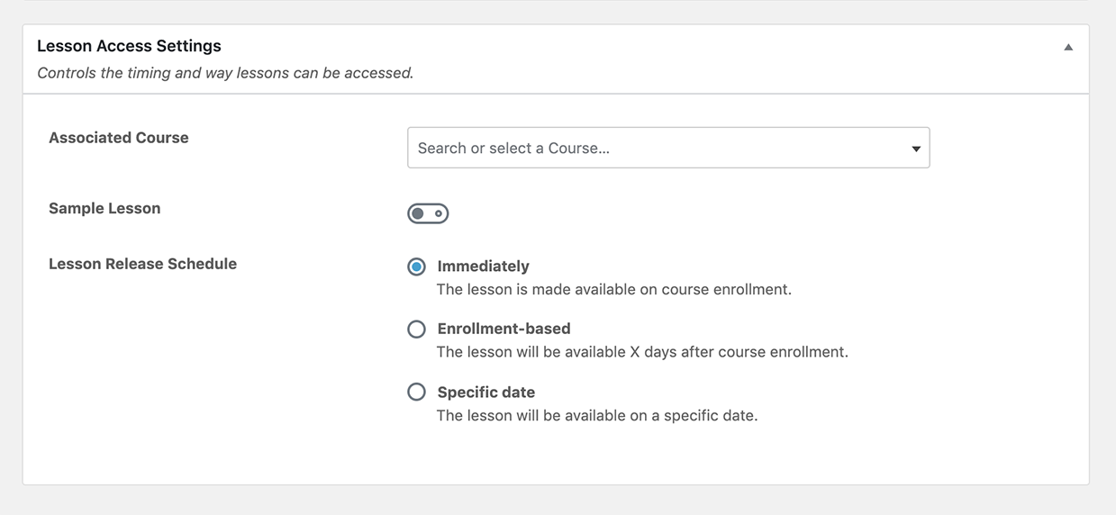 Lesson Access Settings in LearnDash