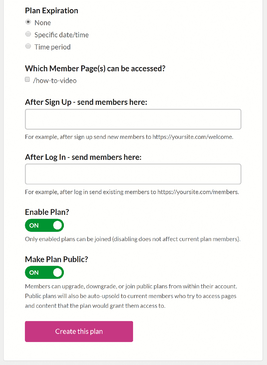 Publish subscription plans in MemberSpace