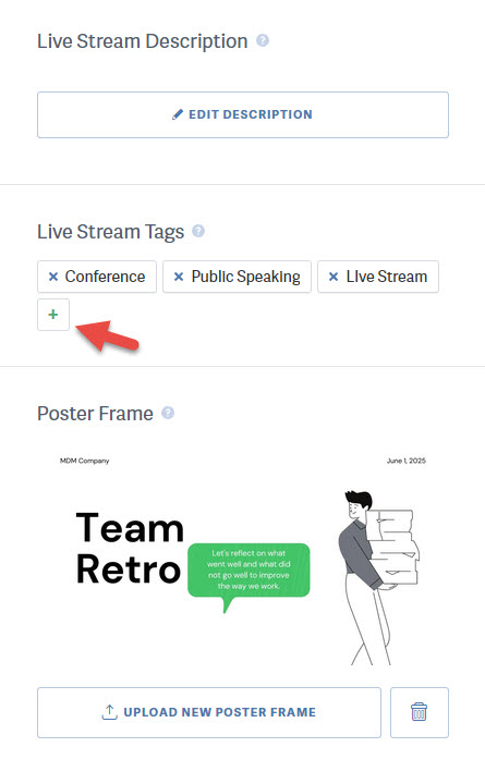 Add a Live Stream Tag