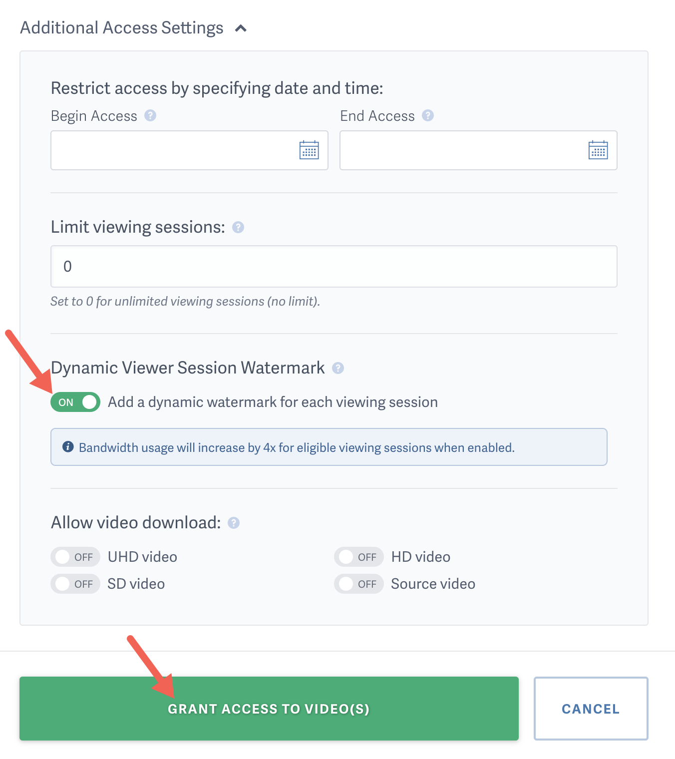 Enable a Dynamic Watermark for a Viewer Login