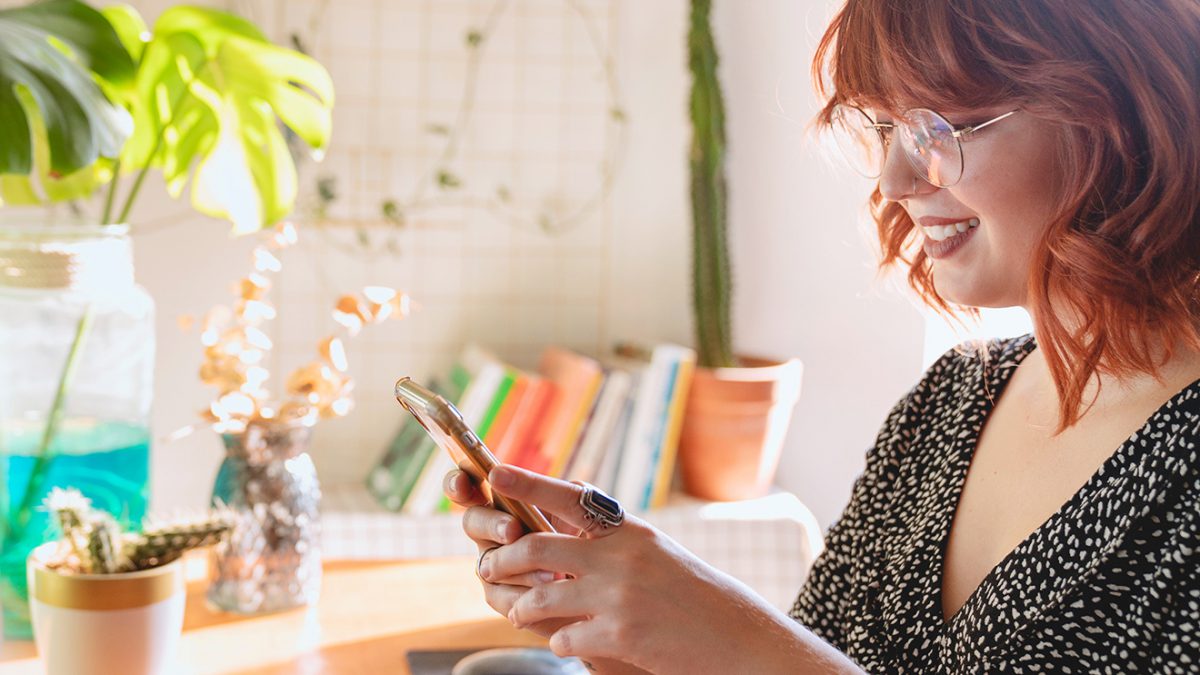 woman watching mobile video