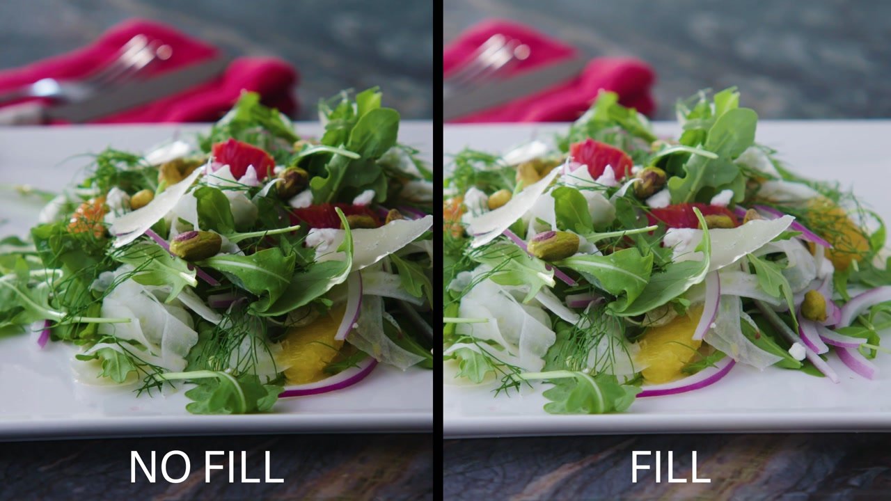 Fill vs no Fill When Filming Food