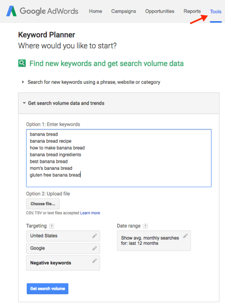 How to use Adwords keyword planner for video SEO